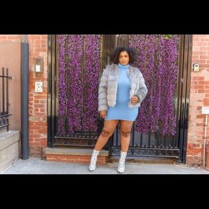 Boohoo Roll neck rib knitted mini dress